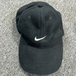 Nike Y2K Swoosh Baseball Cap Child Black Cotton Adjustable Dad Hat Sporty Street